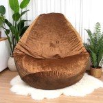 Ghế Lười Hạt Xốp Vải Nhung Màu Nâu Dáng Quả Lê