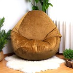 Ghế Lười Hạt Xốp Thư Giãn Vải Nhung Màu Nâu