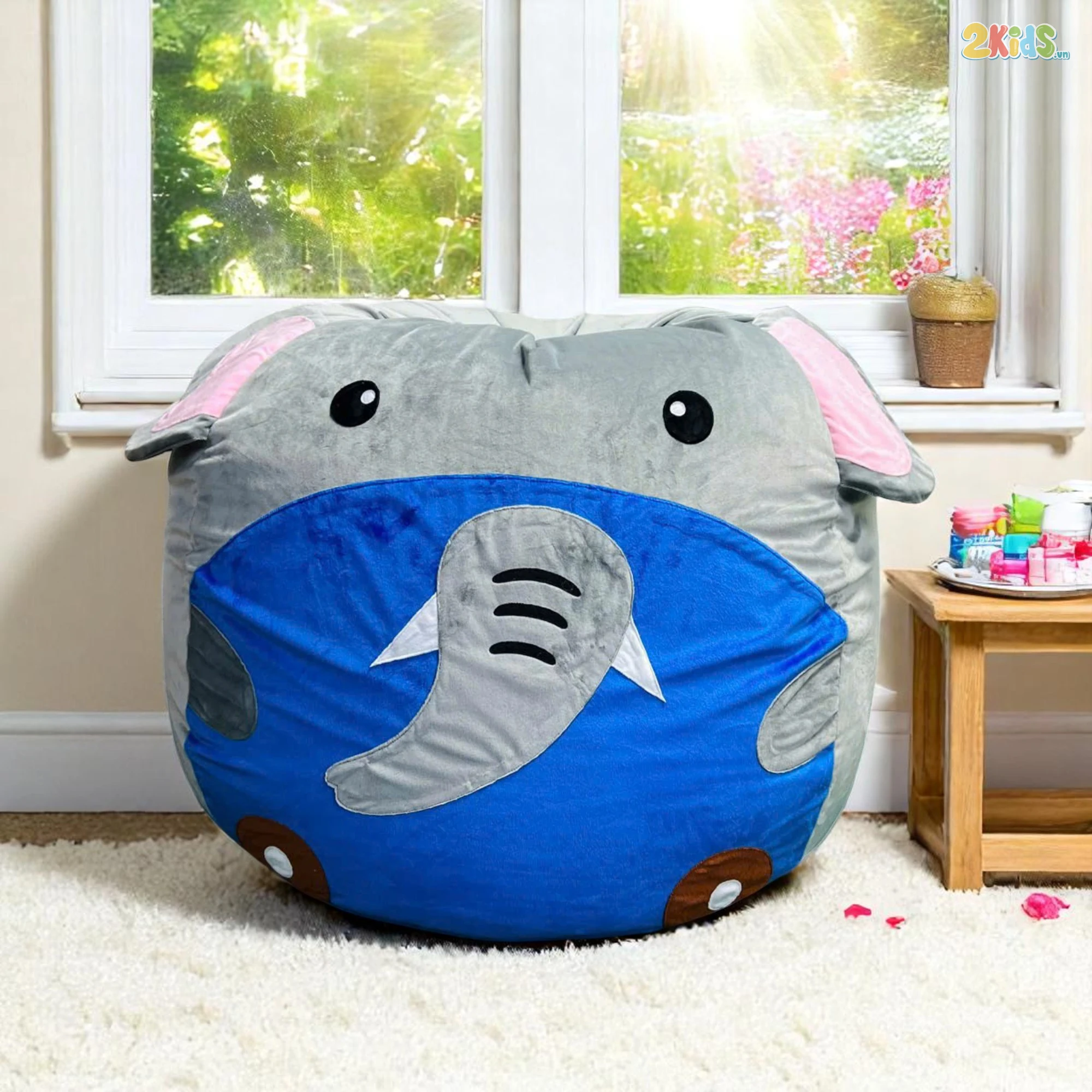 Ghế Lười Hạt Xốp Hình Thú Chú Voi Con