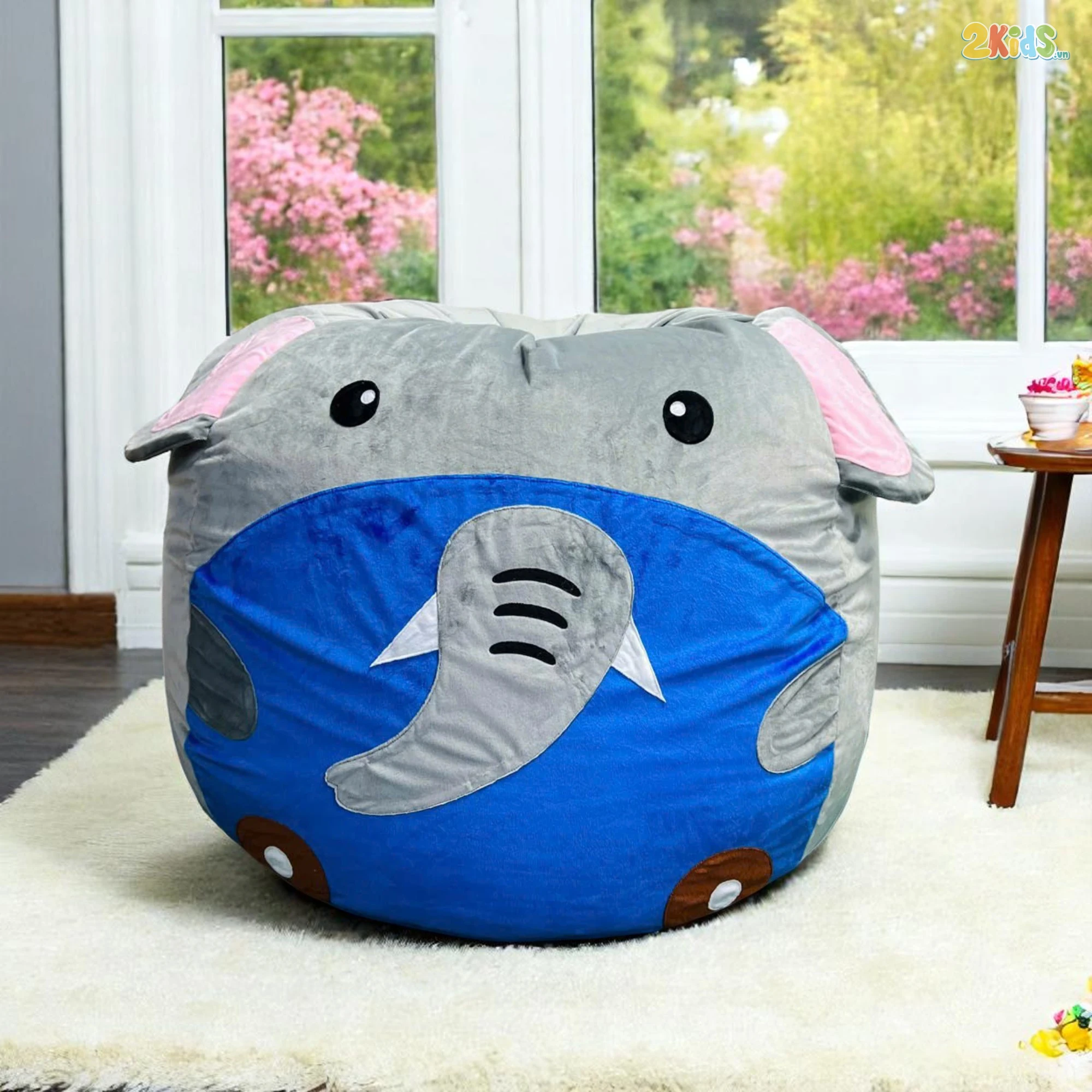 Ghế Lười Hạt Xốp Hình Thú Chú Voi Con